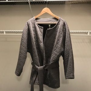 Marla Wynn Quilted Kimono Stone Gray Large Jacket